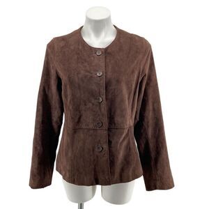 Pursuits Ltd. Women’s Chocolate Brown Suede Button Front Blazer Jacket Size 12